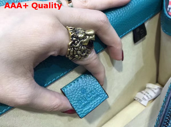 Gucci Dionysus Leather Shoulder Bag with Crystal Dionysus Buckle Turquoise Replica