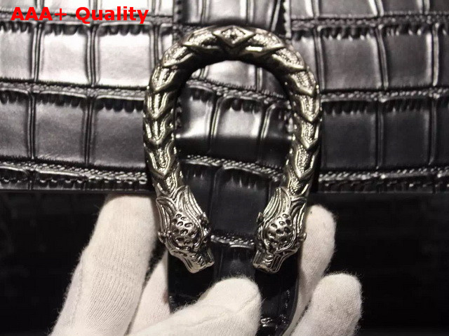 Gucci Dionysus Leather Top Handle Bag Black Crocodile Print Leather Replica