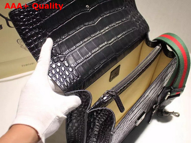 Gucci Dionysus Leather Top Handle Bag Black Crocodile Print Leather Replica