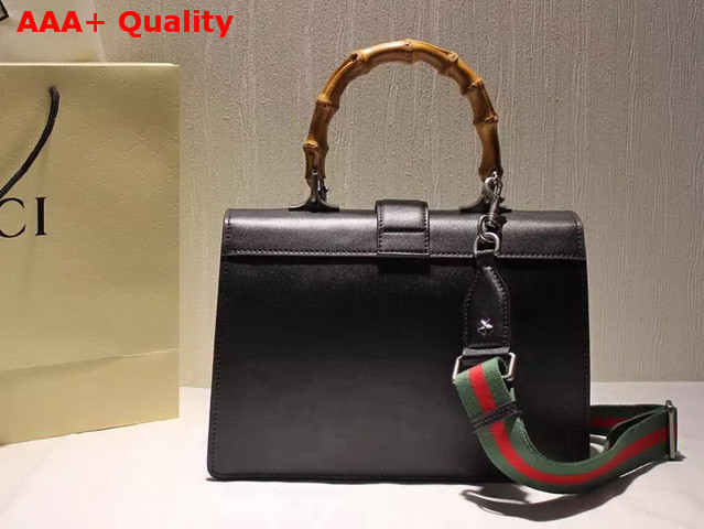 Gucci Dionysus Leather Top Handle Bag Black Evergreen and Hibiscus Red Leather Replica