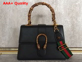 Gucci Dionysus Leather Top Handle Bag Black Leather Medium Size Replica