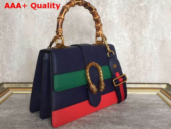 Gucci Dionysus Leather Top Handle Bag Blue Green Red Leather Medium Size Replica