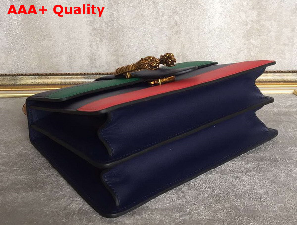 Gucci Dionysus Leather Top Handle Bag Blue Green Red Leather Medium Size Replica