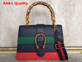 Gucci Dionysus Leather Top Handle Bag Blue Green Red Leather Medium Size Replica