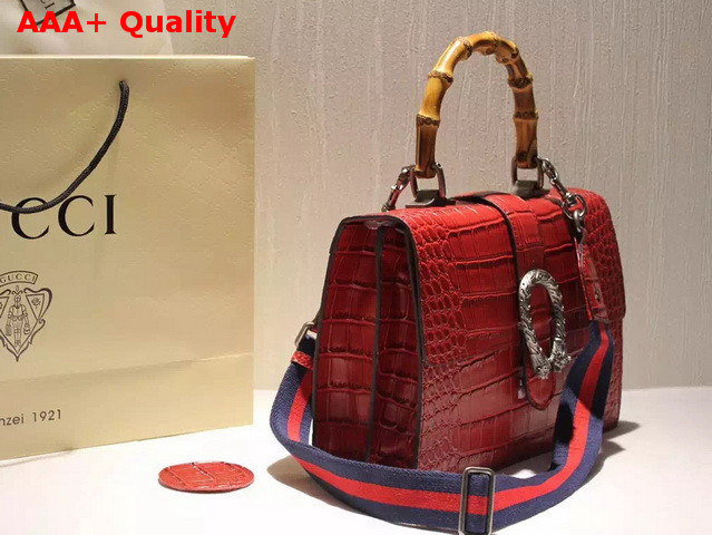 Gucci Dionysus Leather Top Handle Bag Red Crocodile Print Leather Replica