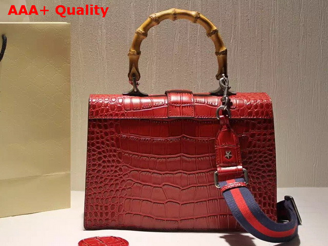 Gucci Dionysus Leather Top Handle Bag Red Crocodile Print Leather Replica