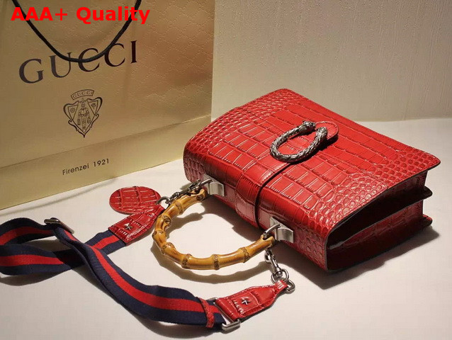 Gucci Dionysus Leather Top Handle Bag Red Crocodile Print Leather Replica