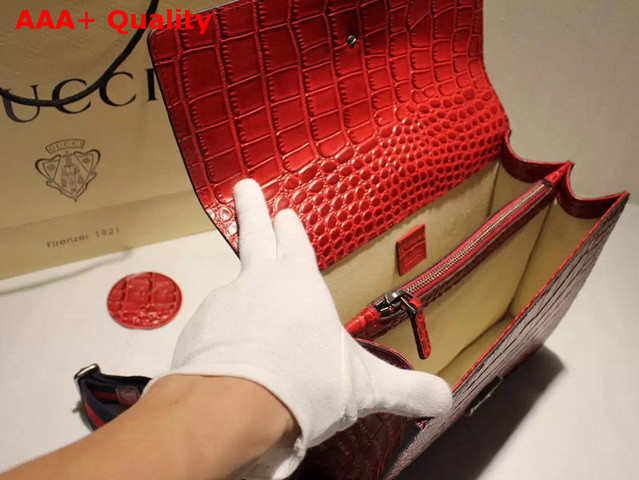 Gucci Dionysus Leather Top Handle Bag Red Crocodile Print Leather Replica