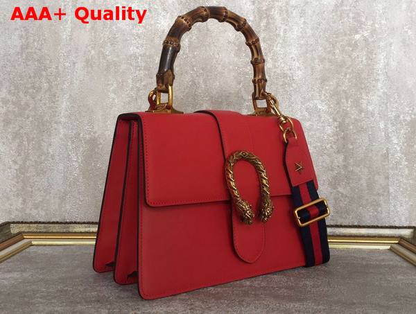 Gucci Dionysus Leather Top Handle Bag Red Leather Medium Size Replica