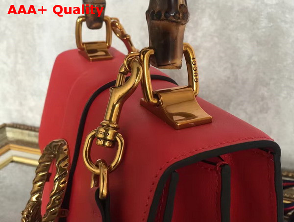 Gucci Dionysus Leather Top Handle Bag Red Leather Medium Size Replica