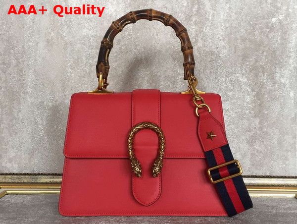 Gucci Dionysus Leather Top Handle Bag Red Leather Medium Size Replica