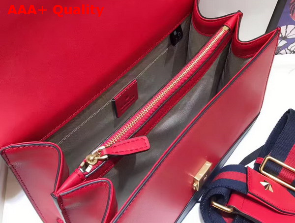 Gucci Dionysus Leather Top Handle Bag Red White Blue Leather Medium Size Replica