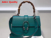 Gucci Dionysus Leather Top Handle Bag Tiger Head Closure Turquoise Leather Replica