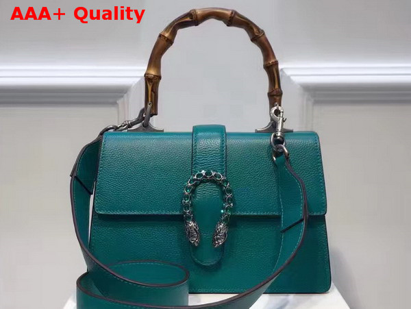 Gucci Dionysus Leather Top Handle Bag Tiger Head Closure Turquoise Leather Replica