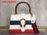 Gucci Dionysus Leather Top Handle Bag White Blue Red Leather Medium Size Replica