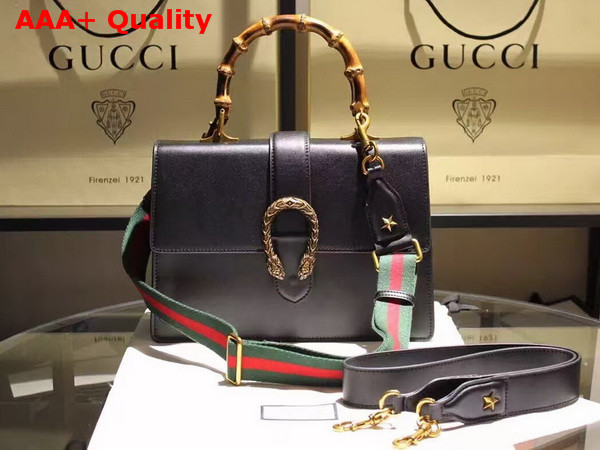 Gucci Dionysus Leather Top Handle Bag in Black Replica