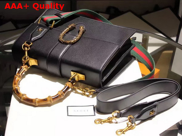 Gucci Dionysus Leather Top Handle Bag in Black Replica