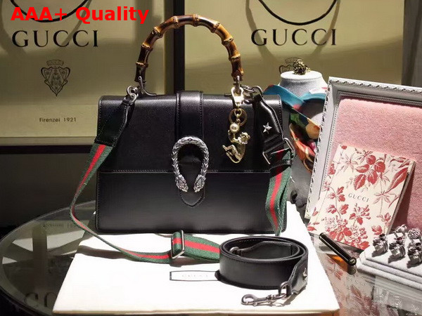 Gucci Dionysus Leather Top Handle Bag in Black with Silver Hardware Replica