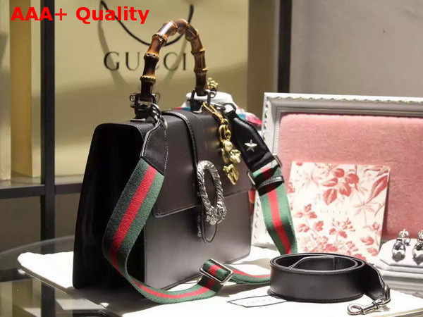 Gucci Dionysus Leather Top Handle Bag in Black with Silver Hardware Replica