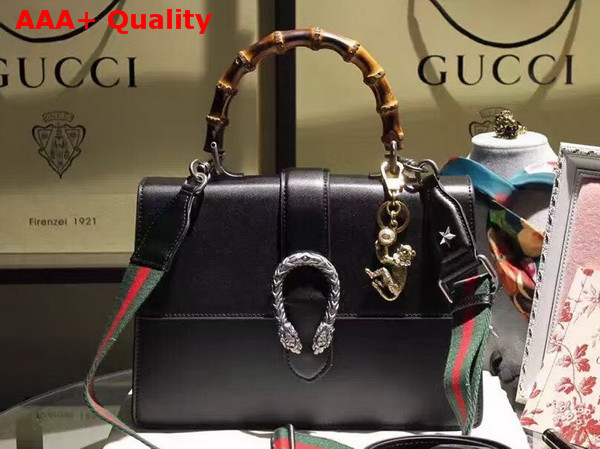 Gucci Dionysus Leather Top Handle Bag in Black with Silver Hardware Replica