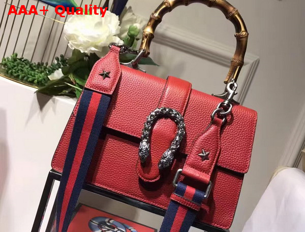 Gucci Dionysus Leather Top Handle Bag in Red with Tiger Head Closure Replica