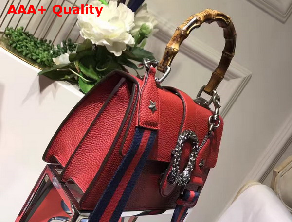 Gucci Dionysus Leather Top Handle Bag in Red with Tiger Head Closure Replica