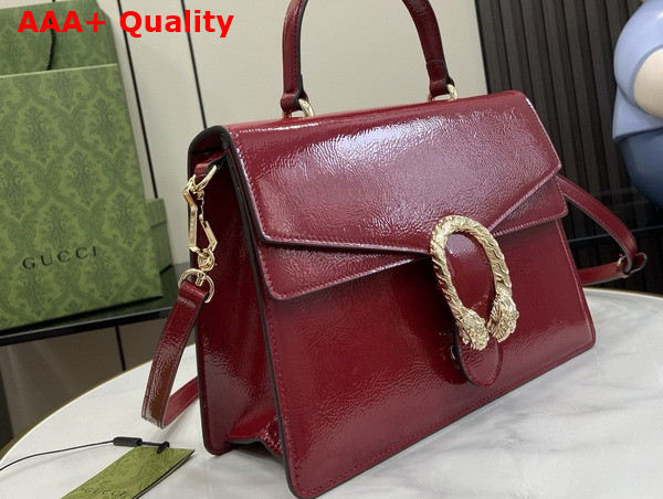 Gucci Dionysus Medium Top Handle Bag in Gucci Rosso Ancora Patent Leather 795007 Replica