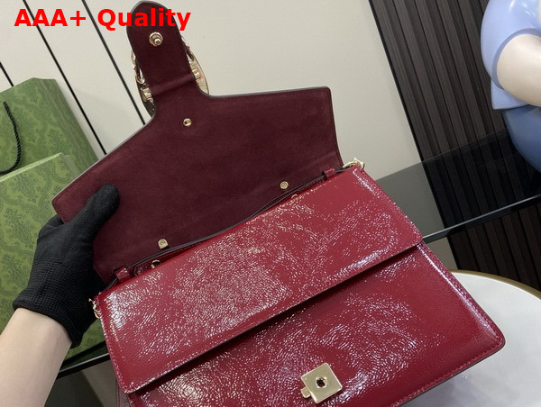 Gucci Dionysus Medium Top Handle Bag in Gucci Rosso Ancora Patent Leather 795007 Replica