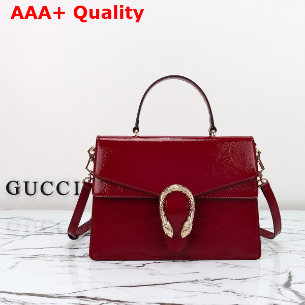 Gucci Dionysus Medium Top Handle Bag in Rosso Ancora Patent Leather 795007 Replica