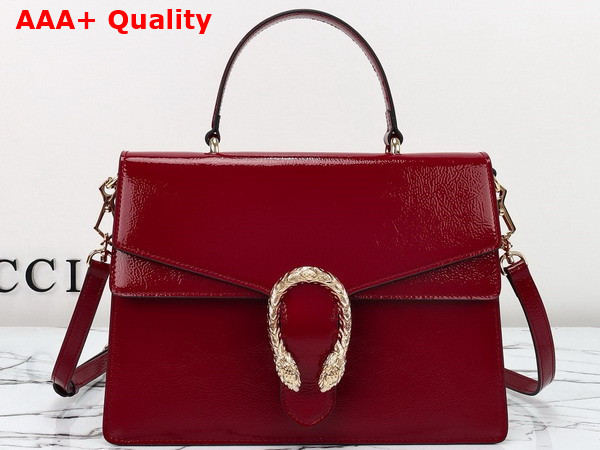 Gucci Dionysus Medium Top Handle Bag in Rosso Ancora Patent Leather 795007 Replica