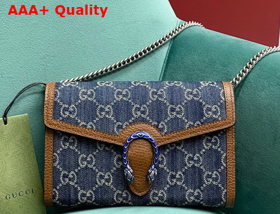 Gucci Dionysus Mini Leather Chain Bag in Blue GG Denim 401231 Replica