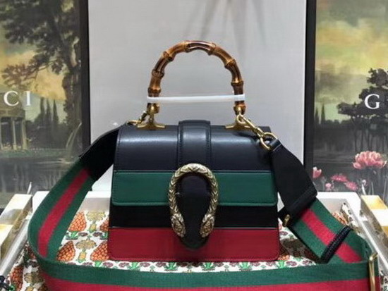 Gucci Dionysus Mini Top Handle Bag Black Green Red Leather