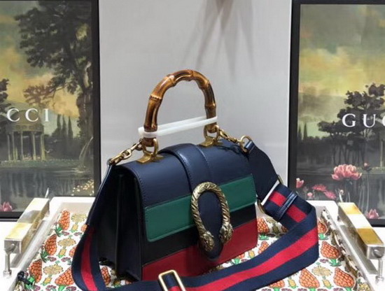 Gucci Dionysus Mini Top Handle Bag Blue Green Red Leather