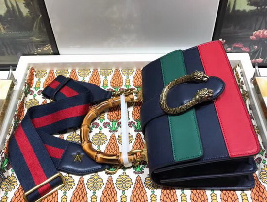 Gucci Dionysus Mini Top Handle Bag Blue Green Red Leather