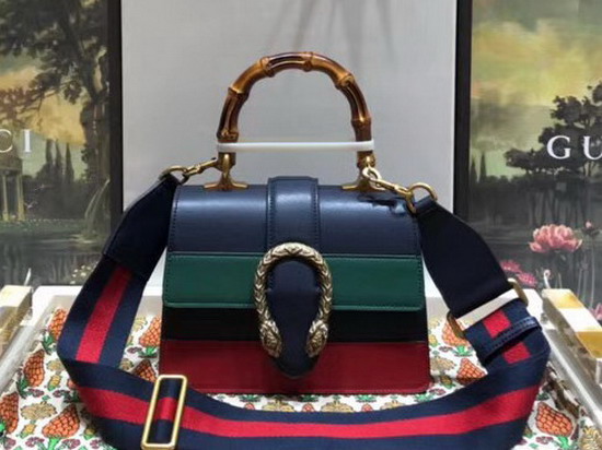 Gucci Dionysus Mini Top Handle Bag Blue Green Red Leather