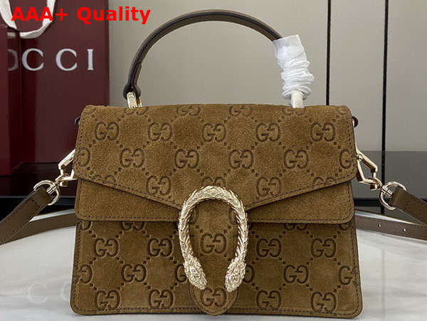 Gucci Dionysus Mini Top Handle Bag in Brown GG Suede 813400 Replica