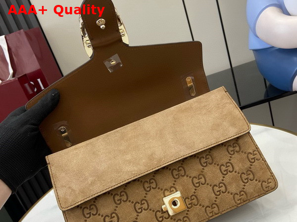 Gucci Dionysus Small Shoulder Bag in Brown GG Suede 818145 Replica