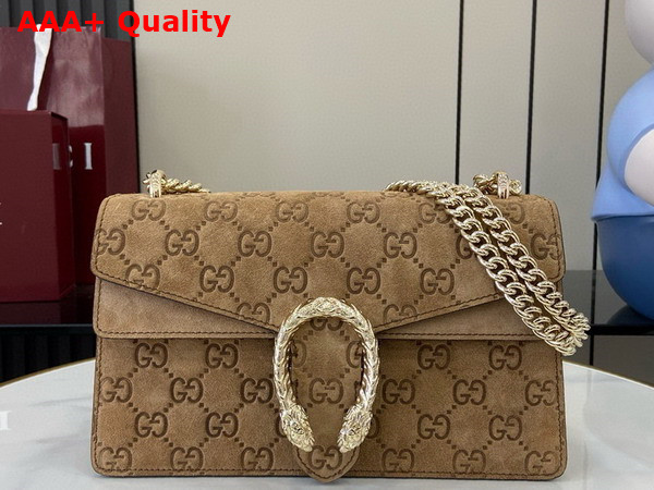 Gucci Dionysus Small Shoulder Bag in Brown GG Suede 818145 Replica