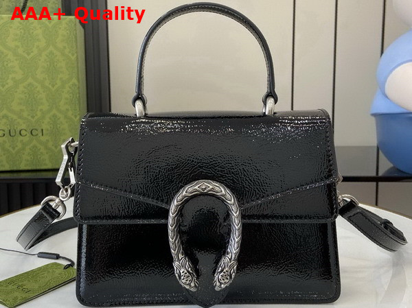 Gucci Dionysus Small Top Handle Bag in Black Patent Leather 799599 Replica