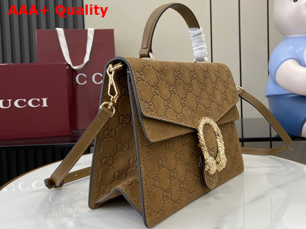 Gucci Dionysus Small Top Handle Bag in Brown GG Suede 813399 Replica