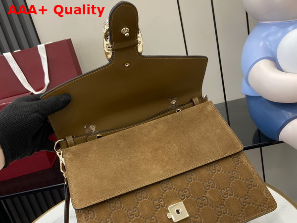 Gucci Dionysus Small Top Handle Bag in Brown GG Suede 813399 Replica