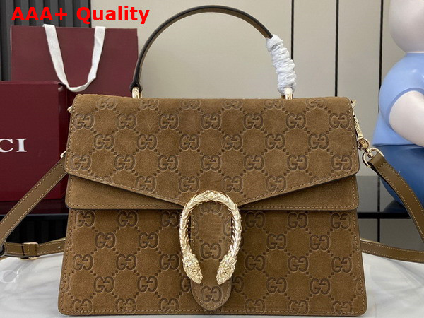 Gucci Dionysus Small Top Handle Bag in Brown GG Suede 813399 Replica