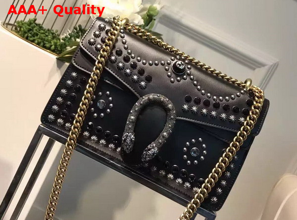 Gucci Dionysus Studded Shoulder Bag in Black Leather Replica