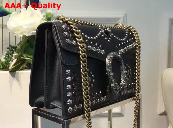 Gucci Dionysus Studded Shoulder Bag in Black Leather Replica