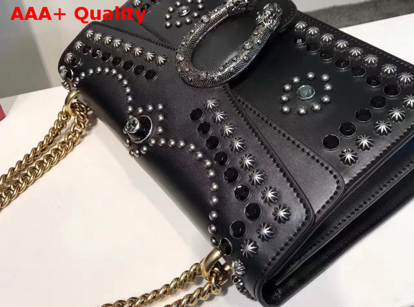 Gucci Dionysus Studded Shoulder Bag in Black Leather Replica