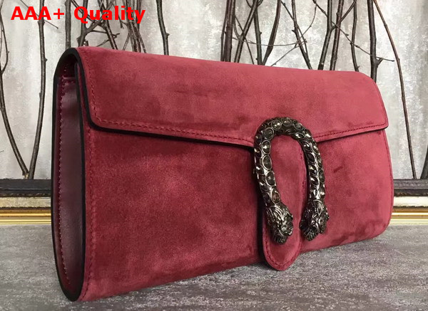 Gucci Dionysus Suede Clutch in Dark Red Suede Leather Replica