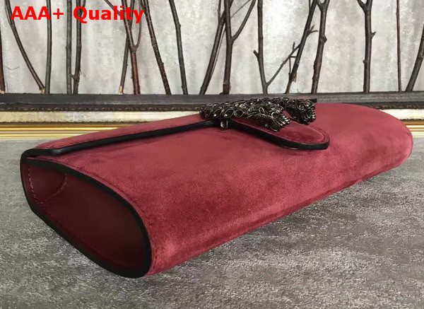 Gucci Dionysus Suede Clutch in Dark Red Suede Leather Replica