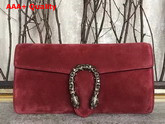 Gucci Dionysus Suede Clutch in Dark Red Suede Leather Replica