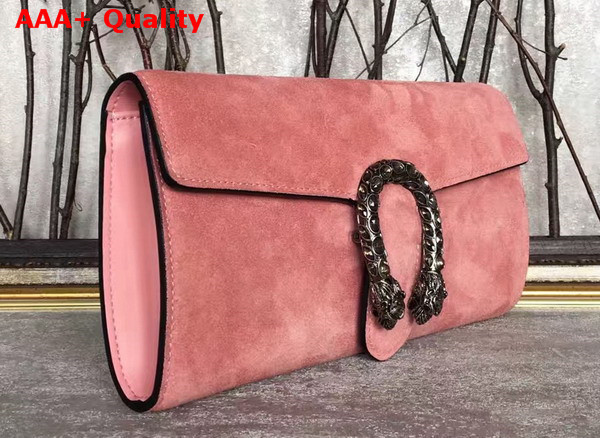 Gucci Dionysus Suede Clutch in Pink Suede Leather Replica