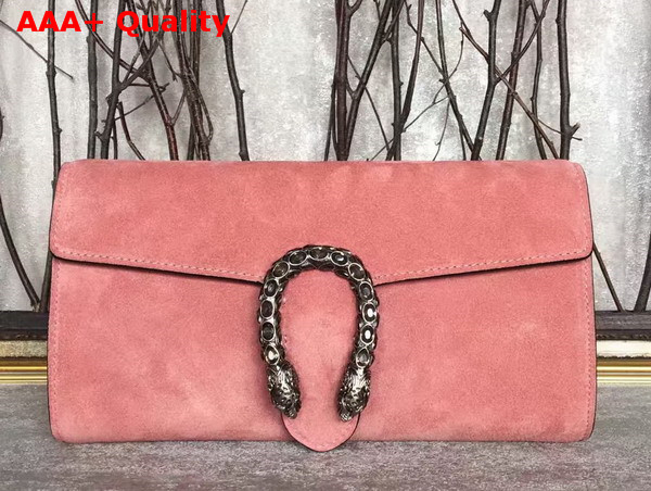 Gucci Dionysus Suede Clutch in Pink Suede Leather Replica